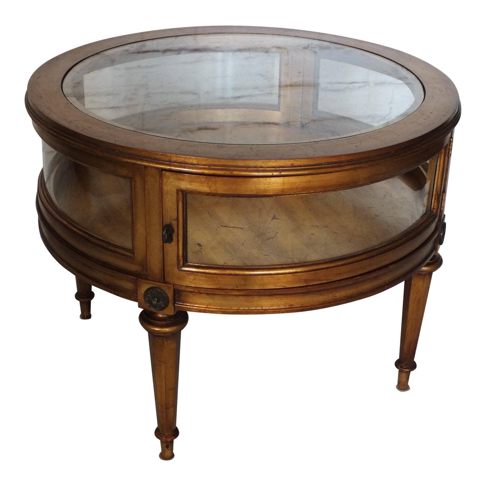 Vintage Weiman Gilded Round Vitrine Curio Table Chairish