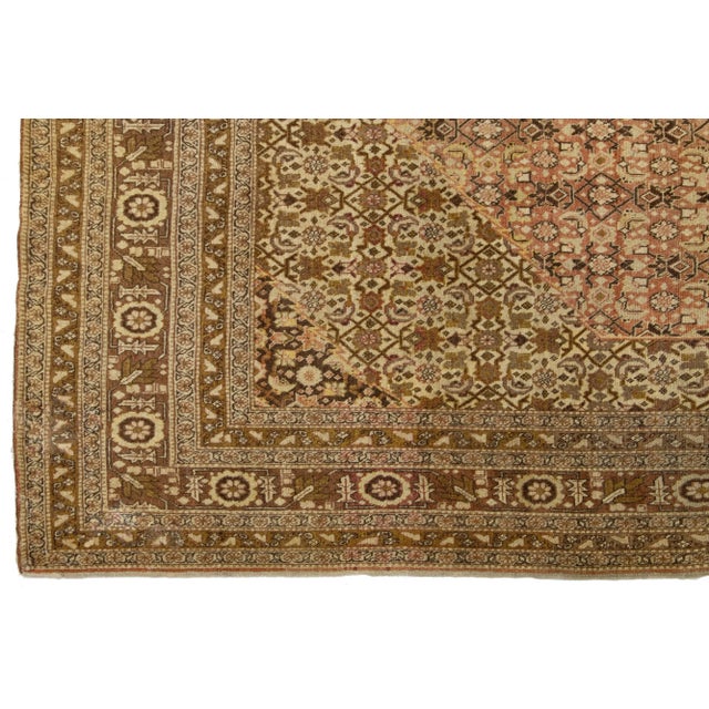 1920s 1900s Handmade Persian Tabriz Wool Rug in Beige With Allover Design For Sale - Image 5 of 10