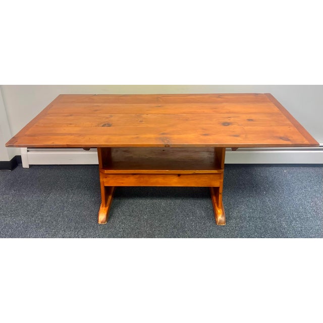 Wood Late 1900’s Farmhouse Pine Hutch Table For Sale - Image 7 of 10