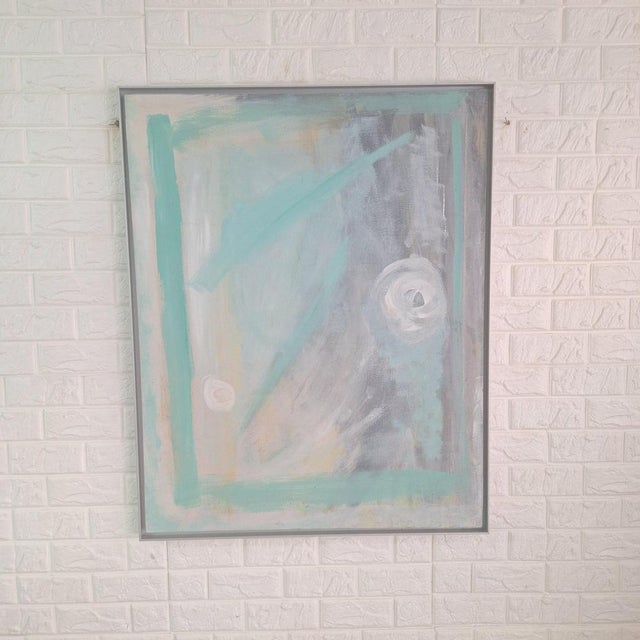 Spanish Postmodern School Artist, Pastel Abstract Composition, Oil Painting, 1990s For Sale - Image 16 of 16