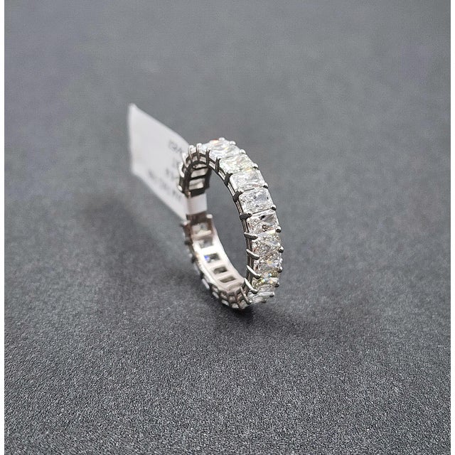 Metal 3.80 Ct Platinum Radiant Eternity Band With Gap for Sizing Size 6.5 For Sale - Image 7 of 9