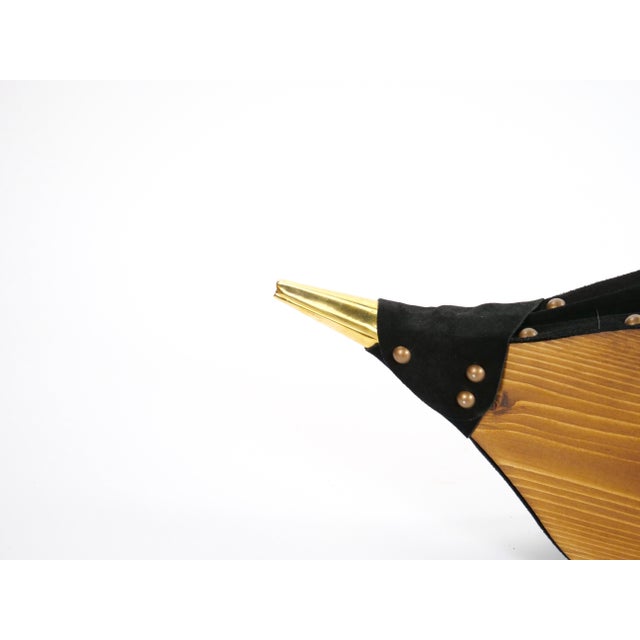 North American Hand-Carved Brass/Wood Fireplace Bellows Tool For Sale - Image 4 of 8