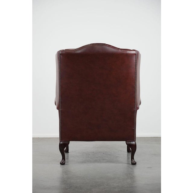 Chesterfield Wing Chair in Cowhide Leather For Sale - Image 4 of 13
