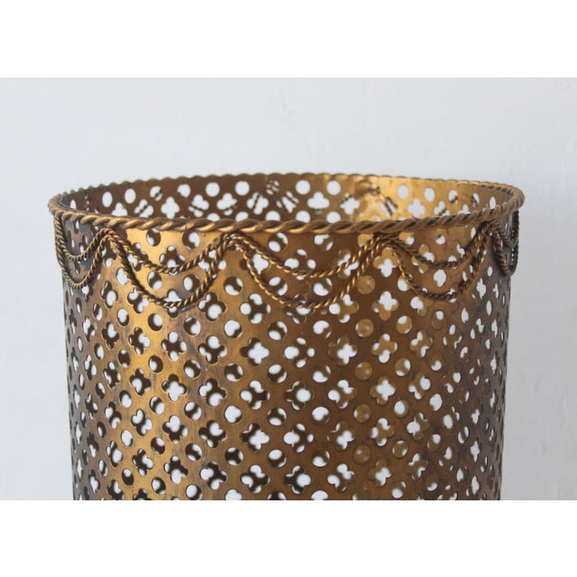 Li Puma Italian Style Regency Gilt Metal Paper Wastebasket Mid 20th Century For Sale - Image 10 of 13