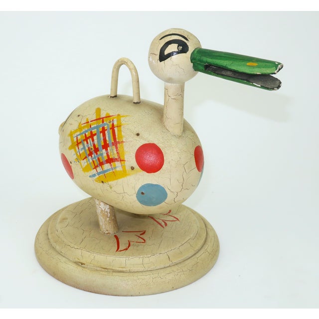 Shabby Chic Robinhood Ware Folk Art Wood Duck Toothpick Holder Server, c.1930 For Sale - Image 3 of 13