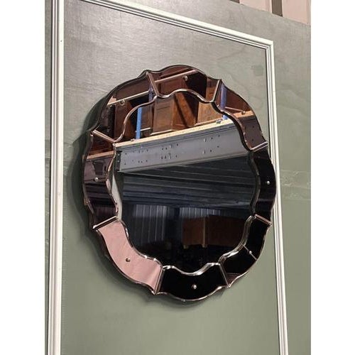 French Art Deco Convex Peach Coloured Wall Mirror, 1920s For Sale - Image 4 of 11