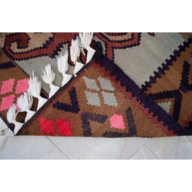 Vintage Turkish Kilim Runner Rug Hand Woven Wool Large Runner Rug - 5'10" X 11'7" For Sale - Image 12 of 17