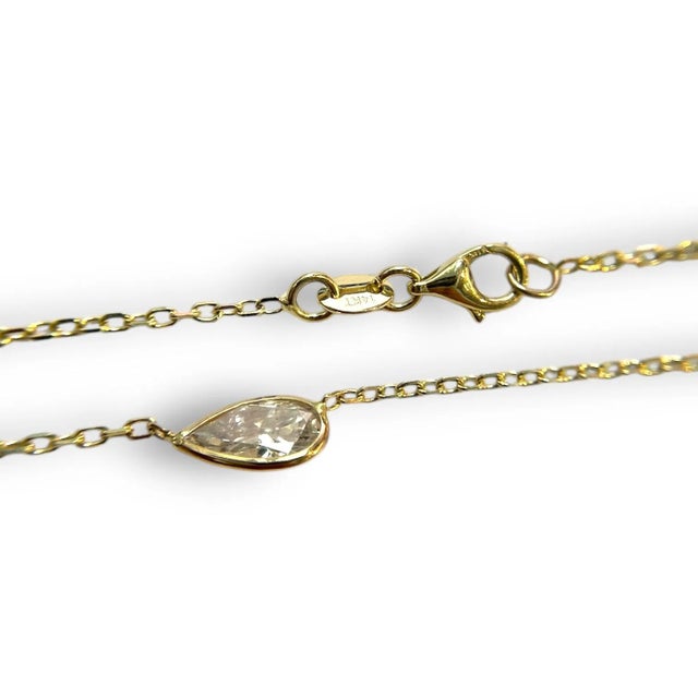 14k Yellow Gold 0.85ct Natural Diamond Bezeled Necklace For Sale - Image 4 of 6