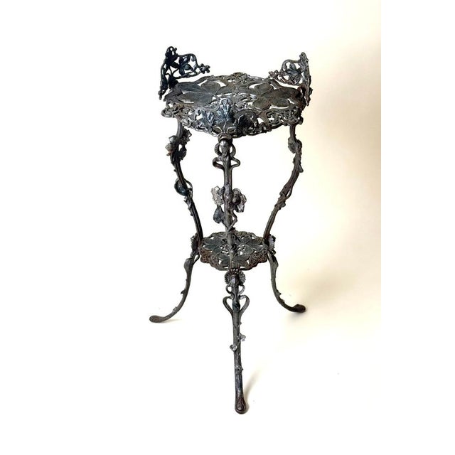 Art Nouveau Cast Iron Plant Stand with Chestnut Leaves, 1880s For Sale - Image 4 of 16