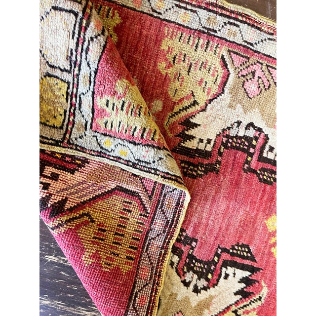 Antique Turkish Oushak Yastik Anatolian Rug, Dragon Design For Sale - Image 4 of 7