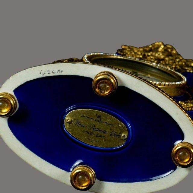 Blue Marie Antoinette Cobalt Blue Porcelain Mantel Clock, 1970s For Sale - Image 8 of 18