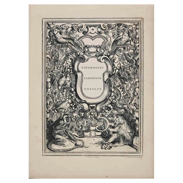 Thomas Landseer, Composition with Monkeys, Etching, 19th Century For Sale