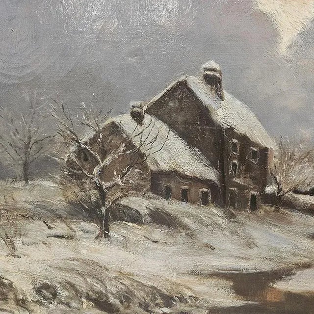 Snowy Landscape, 1960s, Oil on Canvas For Sale - Image 4 of 5