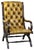 Cowhide Leather Chesterfield Armchair with Wood For Sale