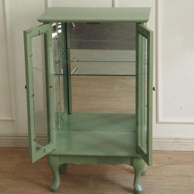 Small Display Cabinet in Pastel Green with Mirrored Back Panel For Sale - Image 16 of 16