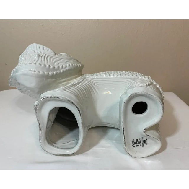 Mid Century Large 14” Italian Textured Pottery Lion Sculpture Marked For Sale - Image 10 of 12