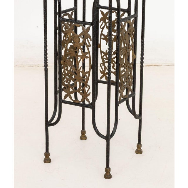 Metal Brandt Style Wrought Iron & Marble Pedestals, Pair For Sale - Image 7 of 10