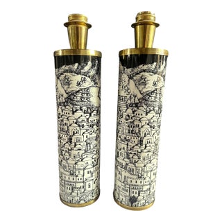 Pair of Vintage Italian Table Lamps by Fornasetti For Sale