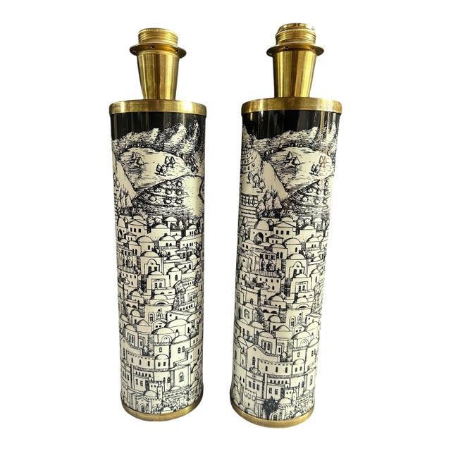 Pair of Vintage Italian Table Lamps by Fornasetti For Sale