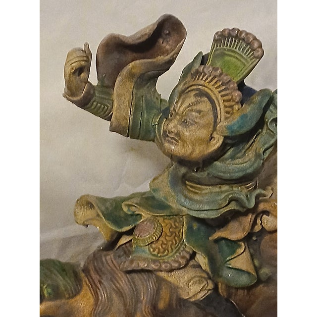 Antique Chinese Polychrome Glazed Ceramic or Terracotta Roof Tile Figure For Sale In Phoenix - Image 6 of 10