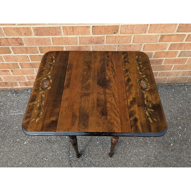 Vintage Federal Style Hand-Painted Pine Drop-Leaf Side Table, Circa 1925 For Sale - Image 4 of 8
