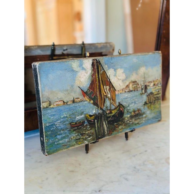 Textile Antique Nautical Oil Painting For Sale - Image 7 of 9