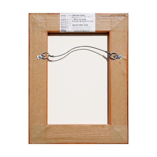 Paper Naturalistic Monochromatic Figurative Drawing of a Mustached Calvary Officer, Early 20th Century For Sale - Image 7 of 7