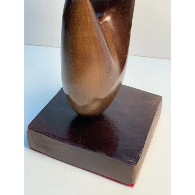 Vintage MCM Hand Carved Wooden Modernist Abstract Sculpture Figurine For Sale - Image 4 of 9
