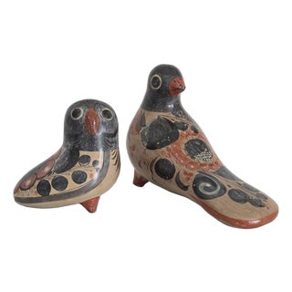 1960s Tonalá Mexico Ceramic Bird Figurines, Set of 2 For Sale