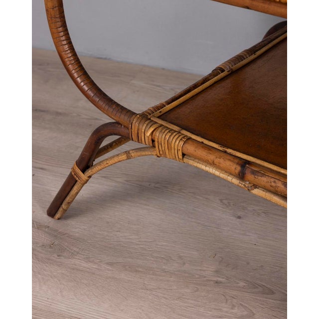 Vintage Italian Bamboo and Wood Coffee Table, 1960s For Sale - Image 9 of 10