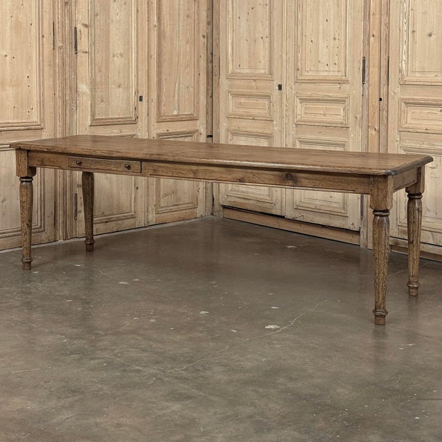 Early 20th Century Antique English Rustic Pine Farm Table ~ Dining Table With Drawer For Sale - Image 5 of 18