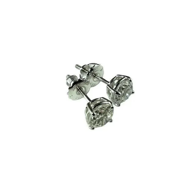 Early 21st Century 14 Karat White Gold Diamond Stud Earrings - 2 Pieces For Sale - Image 5 of 9