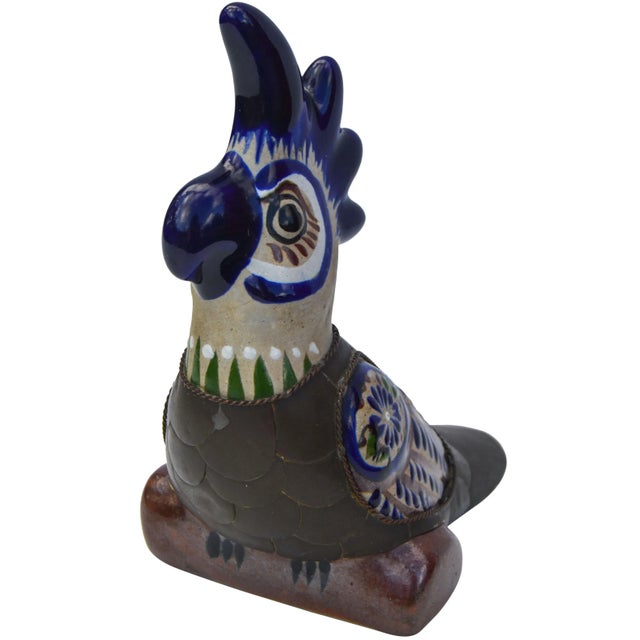 Vintage Ceramic Parrot with Brass Inlay For Sale - Image 4 of 7