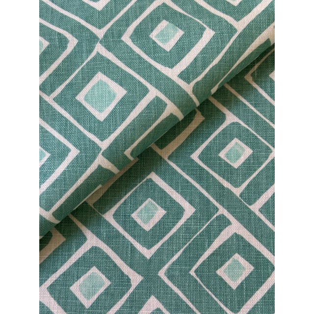 Traditional Peter Fasano Labyrinth 100% Linen Aqua 2 1/8 Yards Fabric For Sale - Image 3 of 5