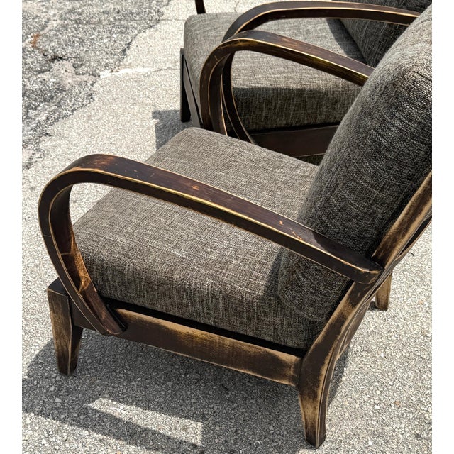 Wood Pair of Distressed Hardwood Lounge Chairs in the Style of Dakota Jackson For Sale - Image 7 of 10