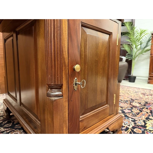 English Partner Desk with Green Leather Top For Sale - Image 14 of 18