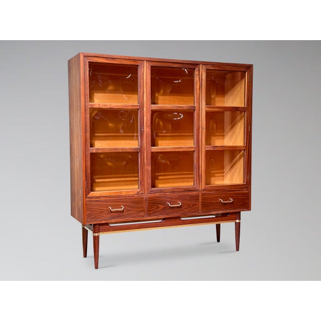 Mid-Century Modern Restored American of Martinsville Dania Bubble Glass China Cabinet Display Shelving by Merton Gershun For Sale - Image 3 of 13