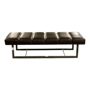 Mid-Century Modern Bench / Ottoman, Leather, Steel