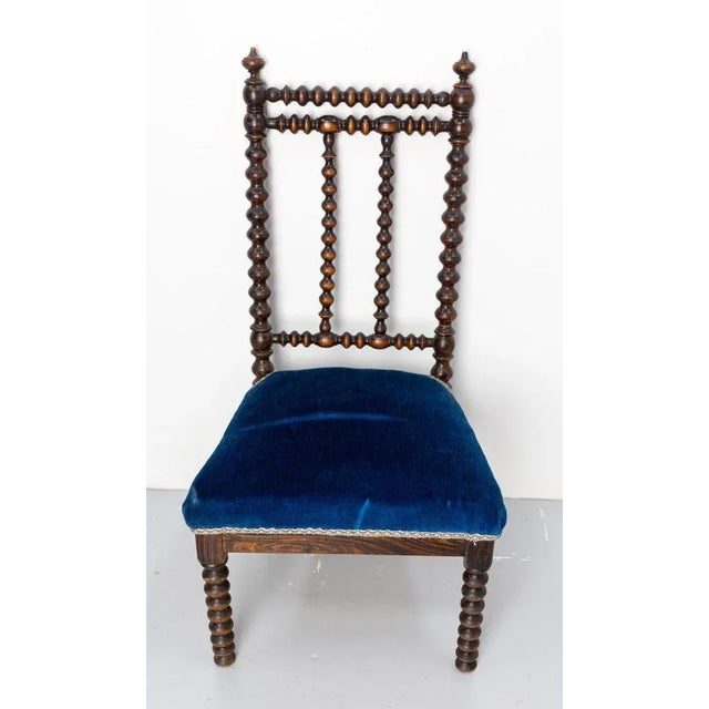 Napoleon iii french chair for child late 19th century. Turned beech, with patina. The fabric in a good quality. Two marks...