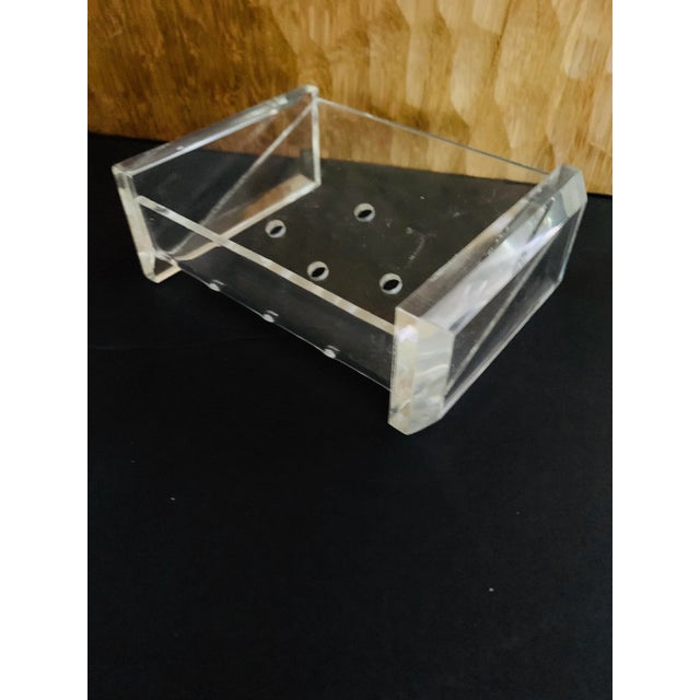 Transparent Modernist Lucite Soap Dish Dishes - A Pair Acrylic For Sale - Image 8 of 9