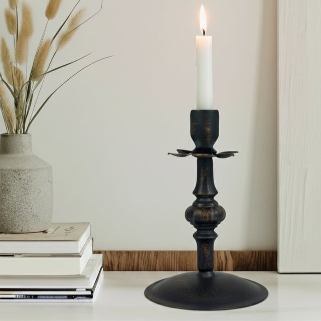 2020s Corolla Candlestick | Handcrafted Metal Flower Design Candle Holder for Rustic Decor For Sale - Image 5 of 5
