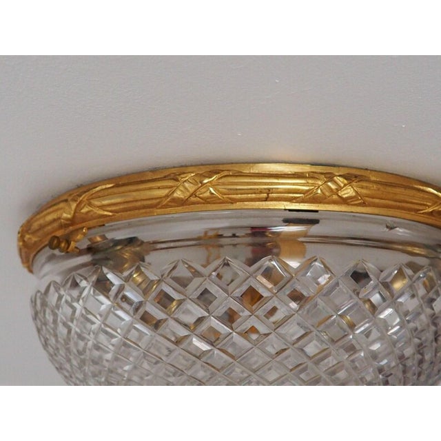 French Empire Bronze Cut Glass Ceiling Light For Sale - Image 6 of 11