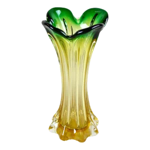 Mid-Century Italian Vase in Green Yellow Murano Glass, 1960
