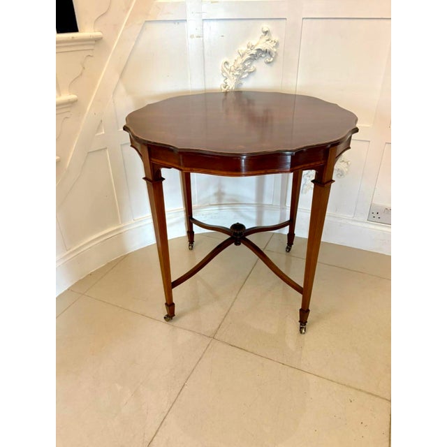 Antique Edwardian Satinwood-Inlaid Centre/Lamp Table, 1900 For Sale - Image 13 of 14