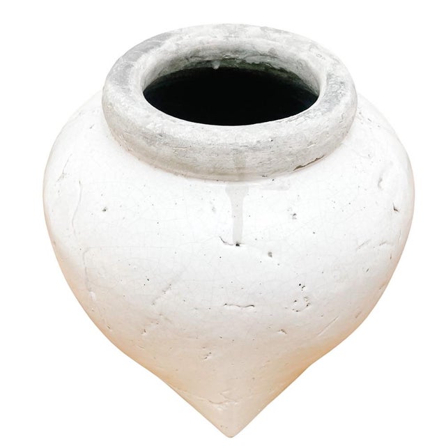 Pair of Wabi Sabi Distressed White Glazed Clay Urns For Sale In San Diego - Image 6 of 7