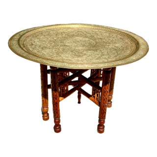 Moroccan Brass Tray Table For Sale