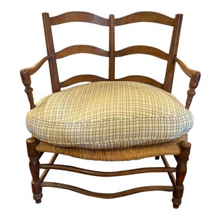 Late 19th/Early 20th Century French Provincial Two Seater Rush Seat Bench For Sale