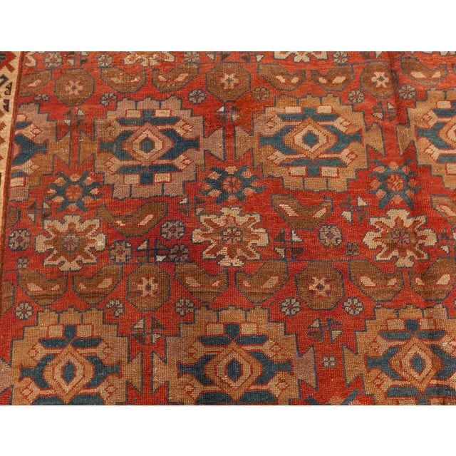 1900 - 1909 Authentic Persian Bakshaish Beige, Blue, Brown, Red Handmade Wool Rug For Sale - Image 5 of 7