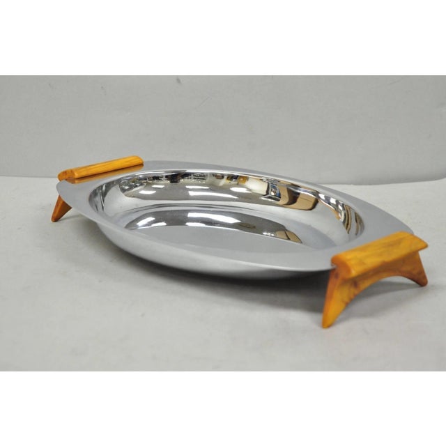 Vintage Art Deco Stainless Steel Glo-Hill Gourmates Butterscotch Bakelite Tray For Sale - Image 11 of 14