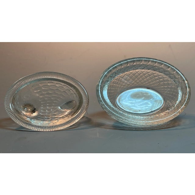 1940s Vintage Glass Chicken Hen on Nest Salt Cellar Miniature Dish For Sale - Image 5 of 8